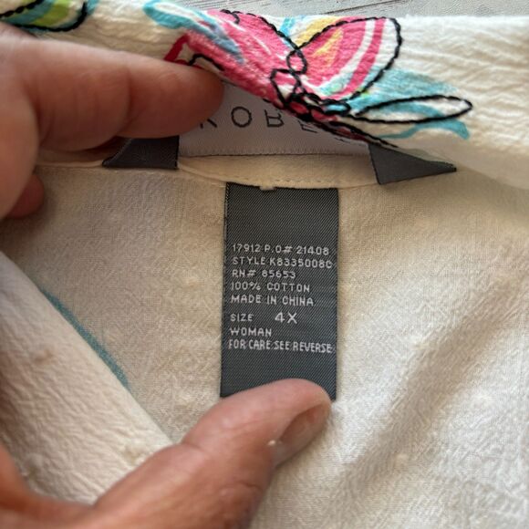 Koret Women Swiss Dot Floral Lightweight Long Sleeve Blouse Top Size 4X - Picture 10 of 10